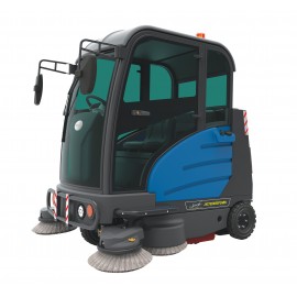 Industrial Ride-On Sweeper Machine JVC59SWEEPN from Johnny Vac - 74 1/4" (1886 mm) Cleaning Path - Cabine - Battery & Charger Included