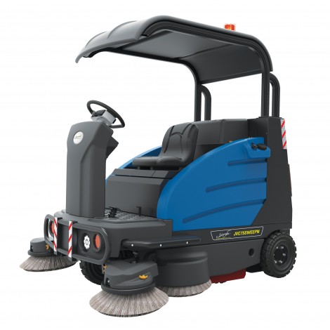 Industrial Ride-On Sweeper Machine JVC59SWEEPN from Johnny Vac - 74 1/4" (1886 mm) Cleaning Path - Roof - Battery & Charger Included