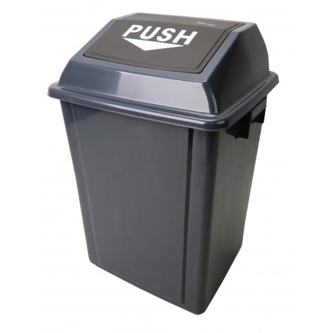 Trash Garbage Can Bin with Push Down Lid - 10 gal (40 L) - Grey and Black