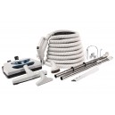 Central Vacuum Kit - 30' (9 m) Electrical Hose - Grey Power Nozzle - Floor Brush - Dusting Brush - Upholstery Brush - Crevice Tool - 2 Telescopic Wands - Hose and Tools Hangers - Grey