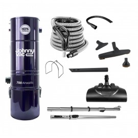 Aspirateur central JV700LSA de Johnny Vac,  avec boyau 30 pi, balai électrique WESSEL EBK360 et accessoires complets