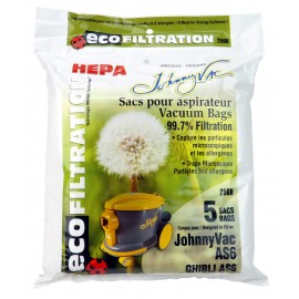 HEPA Microfilter Bag for Johnny Vac Vacuum AS6, Ghibli AS6 - Pack of 5 Bags