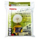 HEPA Microfilter Bag for Johnny Vac Vacuum AS6, Ghibli AS6 - Pack of 5 Bags