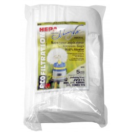 Sac microfiltre HEPA pour aspirateur Johnny Vac JV315 et M60, 315 Kodiak 315, Cobex 315 - paquet de 5 sacs