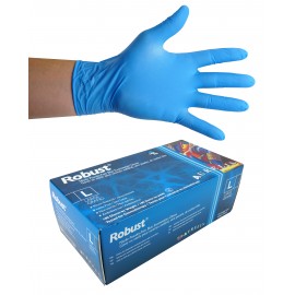 Nitrile Disposable Gloves - Large - 5 mm - Powder-Free - Micro-Textured - Robust - Blue - Aurelia 93898 - Box of 100