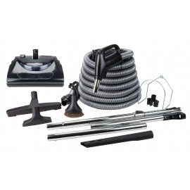 Central Vacuum Kit - 30' (9 m) Electrical Hose - Power Nozzle - Floor Brush - Dusting Brush - Upholstery Brush - Crevice Tool - 2 Telescopic Wands - Straight Wand - Hose and Tool Hangers - Black
