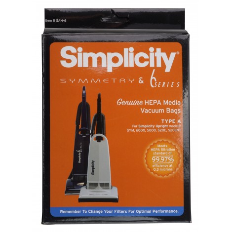 HEPA Microfilter Bag for Simplicity Symmetry and 6 Series Vacuum - Pack of 6 Bags