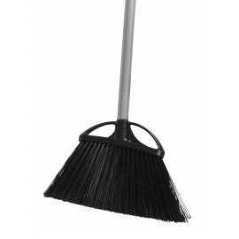 Angle Broom - 10 " (25,4 cm) Cleaning Path - 48" (122 cm) Metal Handle - Black