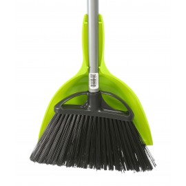 Combo - Angle Broom - 10" (25,4 cm) Cleaning Path - 48" (122 cm) Metal Handle - Black - 9" (22.9 cm) Dust Pan - Snap On - Lime