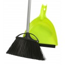 Combo - Angle Broom - 10" (25,4 cm) Cleaning Path - 48" (122 cm) Metal Handle - Black - 9" (22.9 cm) Dust Pan - Snap On - Lime