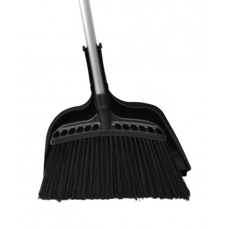 Combo - Angle Broom - 16" (40.6 cm) Cleaning Path - 48" (122 cm) Metal Handle - Black - 12" (30.5 cm) Dust Pan - Snap On - Black
