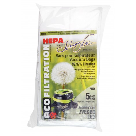 HEPA Microfilter Bag for Johnny Vac JVECOB and LEO Vacuum - Pack of 5 Bags