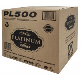 Papier hygiénique - 2 épaisseurs - boîte de 48 rouleaux de 500 feuilles - blanc - Platinum PL500