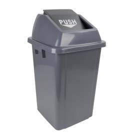 Trash Garbage Can Bin with Push Down Lid - 16 gal (60 L) - Grey