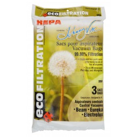 HEPA Microfilter Bag for Central Vacuum Beam, Eureka and Electrolux - Pack of 3 Bags - 4464