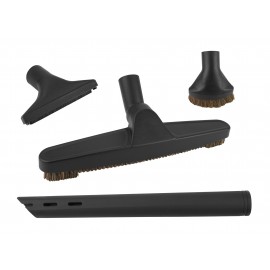 Central Vacuum Brush Kit - Floor Brush - Dusting Brush - Upholstery Brush - Crevice Tool - Black