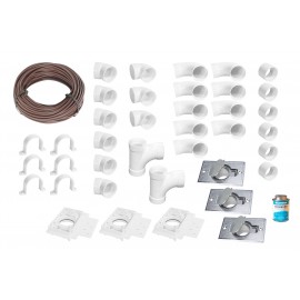 Ensemble d'installation pour aspirateur central - 3 prises en métal finition laiton - avec accessoires