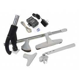 Ensemble pour aspirateur central - poignée avec bouton marche/arrêt et bouton-barrure Hide-A-Hose - brosse à plancher de 30,5 cm (12") -  brosse à épousseter et pour meubles - outil de coins - support à outils - manchon télescopique - gris - HHKITEZ24