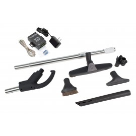 Ensemble pour aspirateur central - poignée avec bouton marche/arrêt et bouton-barrure Hide-A-Hose - brosse à plancher de 30,5 cm (12") -  brosse à épousseter et pour meubles - outil de coins - support à outils - manchon télescopique - noir - HHKITEZ24BK