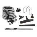 Ensemble pour aspirateur central - boyau électrique de 10 m (35') avec interrupteur marche/arrêt - brosses multiples