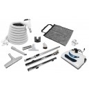 Central Vacuum Kit - 30' (9 m) Electrical Hose with On/Off Switch - Power Nozzle - Multiple Brushes - White