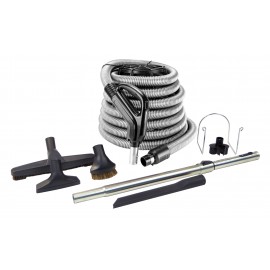 Ensemble pour aspirateur central - boyau de 12 m (40') avec poignée pompe à gaz et interrupteur marche/arrêt - brosses multiples