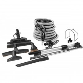 Ensemble pour aspirateur central - boyau électrique 9 m (30') avec interrupteur marche/arrêt - balai électrique - brosses multiples - supports pour boyau et outils