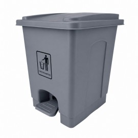 Poubelle avec couvercle et pédale - 15 L - grise