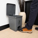 Poubelle avec couvercle et pédale - 15 L - grise