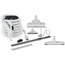 Ensemble pour aspirateur central - boyau 9 m (30') Value Flex avec interrupteur marche/arrêt - balai à air Wessel-Werk - brosses multiples