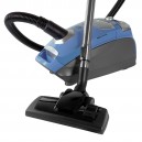 Aspirateur chariot - Johnny Vac Silenzio - filtration HEPA - sac HEPA - manchon télescopique - ensemble de brosses - bleu