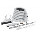 Central Vacuum Kit - 35' (10 m) Hose with On/Off Switch - Air Nozzle - Multiple Brushes