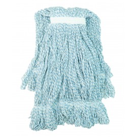 Tête de vadrouille / moppe synthétique de rechange - bouclée à bandes étroites - medium - 20 oz (567 g) - bleue - Globe 3057