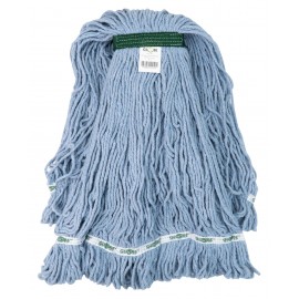 Tête de vadrouille / moppe synthétique de rechange - bouclée à bandes étroites - extra-large - 32 oz (907 g) - bleue