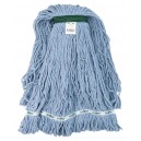 Tête de vadrouille / moppe synthétique de rechange - bouclée à bandes étroites - extra-large - 32 oz (907 g) - bleue