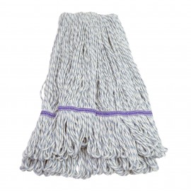 Tête de vadrouille / moppe synthétique de rechange - bouclée à bandes étroites - medium - 20 oz (567 g) - bleue