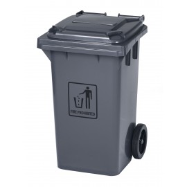 Trash Garbage Can Bin with Lid - with Wheels - 26 gal (100L) - 15" (38 cm) x  18" (42,72 cm) x  32" (81,28 cm)  - Grey