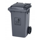 Trash Garbage Can Bin with Lid - with Wheels - 26 gal (100L) - 15" (38 cm) x  18" (42,72 cm) x  32" (81,28 cm)  - Grey