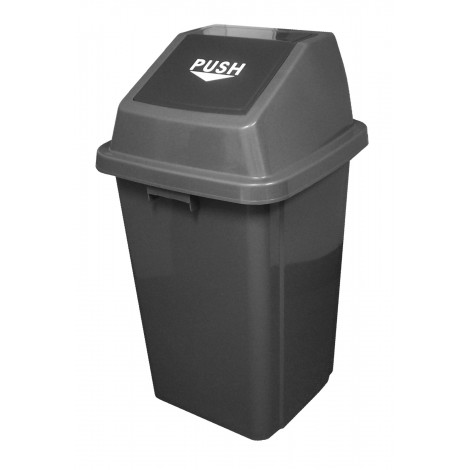 Trash Garbage Can Bin with Push Down Lid - 26 gal (100 L) - Grey and Black