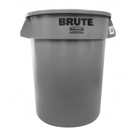 Round Trash Garbage Can Bin - 32 gal (121 L) - Grey - Rubbermaid RUB2632-16 GRAY