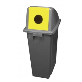 Waste Bin for Recycling with Lid Suitable for Bottles - 15,8 gal  (60 L) - BIN60PR - Grey and Yellow