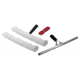 Window Washer Kit 14" (35,5 cm) - Strip Washer and Handle - Squeegee - Scraper - Spare Strip Washer