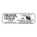 Bypass Vacuum Motor - 5.7" dia - 2 Fans - 24 V - 14.4 A - 353 W - 98 Airwatts - 43.6" Water Lift - 68.2 CFM - Epoxy Paint - Lamb / Ametek 116155-00