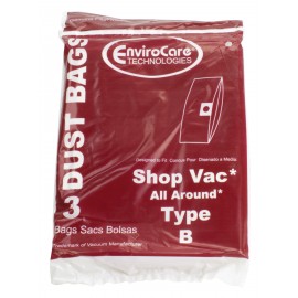Paper Bag for Shop Vac Vacuum Style B - Tank Capacity of 1.7 gallons (7.7 L) - Pack of 3 Bags - Envirocare 370SW