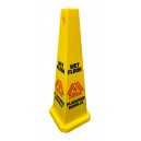 Bilingual Cone Shaped Floor Sign 36'' "CAUTION WET FLOOR" - 4-Sided Imprint - Yellow - Height (91.4 cm)