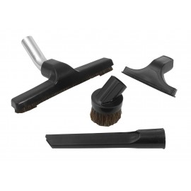Central Vacuum Brush Kit - 10" (25.4 cm) Floor Brush - Dusting Brush - Upholstery Brush - Crevice Tool - Black