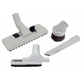 Central Vacuum Brush Kit - Combined Carpet and Floor Wessel-Werk Brush 11" (27.9 cm) - Dusting Brush - Upholstery Brush - Crevice Tool - Grey