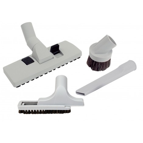 Ensemble de brosses pour aspirateur central - brosse combinée tapis et plancher Wessel-Werk de 27,9 cm (11") - brosse à épousseter - brosse pour meubles - outil de coins - gris