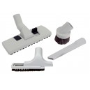 Central Vacuum Brush Kit - Combined Carpet and Floor Wessel-Werk Brush 11" (27.9 cm) - Dusting Brush - Upholstery Brush - Crevice Tool - Grey