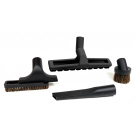 Central Vacuum Brush Kit - Floor Brush on Wheels - Dusting Brush - Upholstery Brush - Crevice Tool - Black